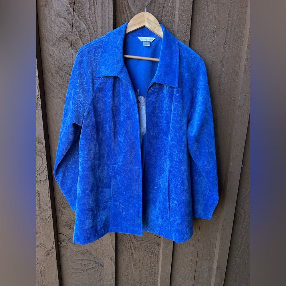 Vintage Blue corduroy western Women's Jacket with embroidery